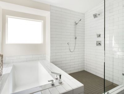 Walk-in Shower with Built-in Shelves